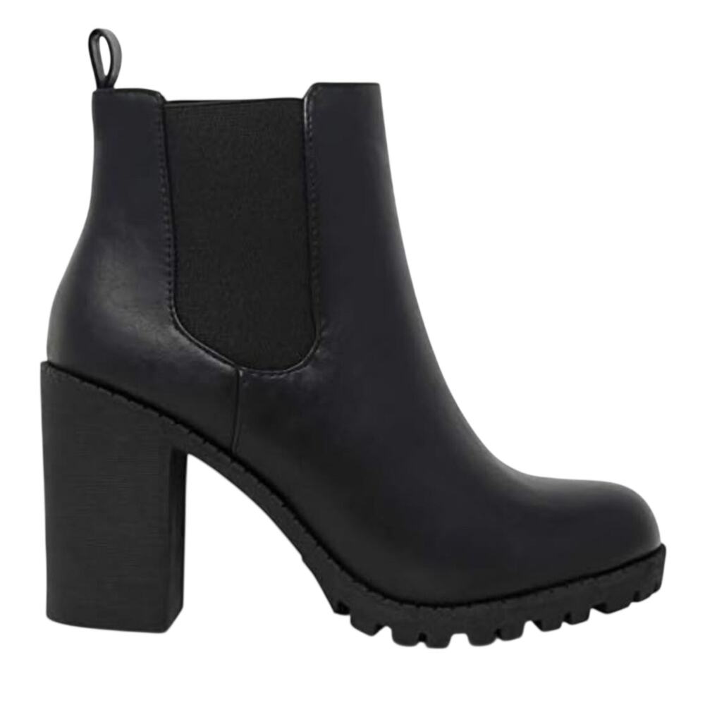 NEW Marco Women's Black Chunky Heel Ankle Boots Lug Sole Size 8.5